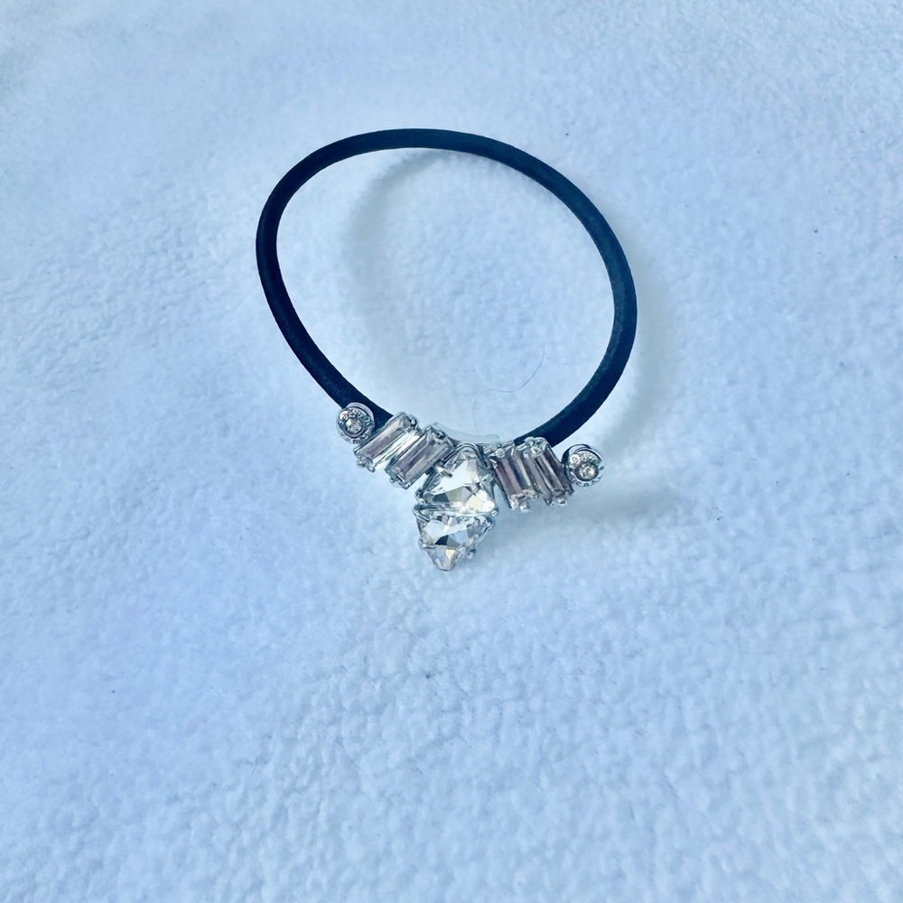 Elegant Henri Bendel Black Hair Tie or bracelet with Crystal Accents